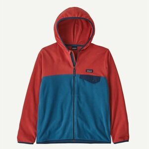 Patagonia Kids Micro D Snap-T Fleece Jacket Size 10 Wavy Blue/Sumac Red EUC